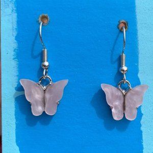 Pink butterfly earrings